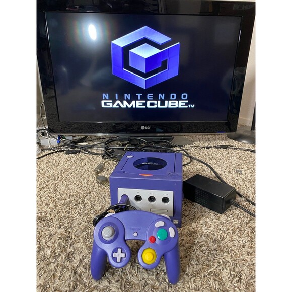 Nintendo GameCube Console Indigo Purple DOL-001 W Controller +Wires - Picture 5 of 5